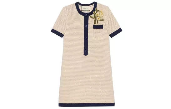 Платье женское Gucci с короткими рукавами, кремовый / черный