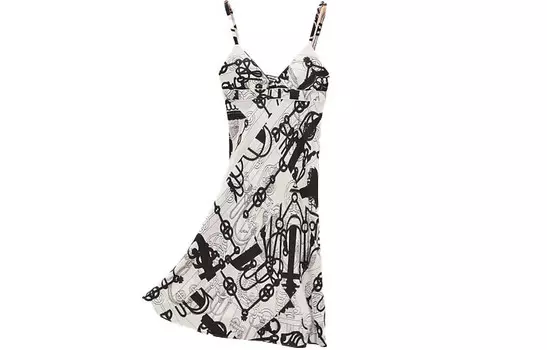 Платье женское Hermes без рукавов, белый / черный