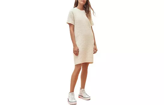 Платье женское Hermes с короткими рукавами, серый / белый