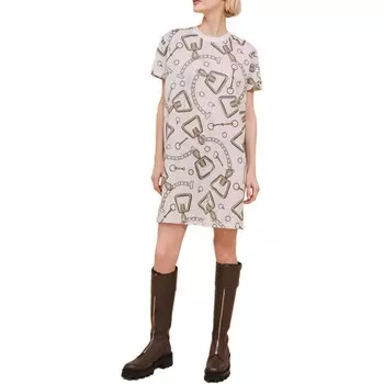 Платье женское Hermes с короткими рукавами, белый / золотой