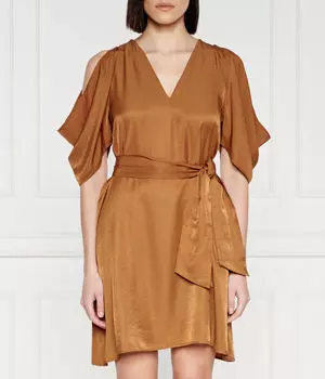 Платье женское Liu Jo из вискозы с поясом и открытыми плечами, коричневый