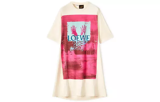 Платье женское Loewe с короткими рукавами, белый