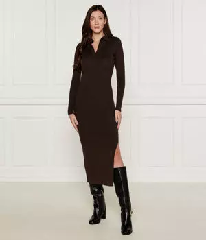 Платье женское Marella Sport шерстяное с разрезом, коричневый