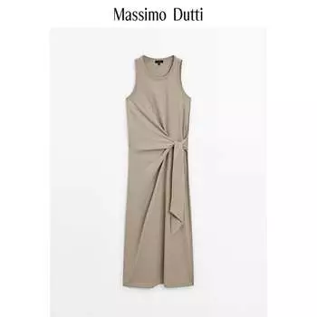 Платье женское Massimo Dutti 2024 минималистичное, коричневый