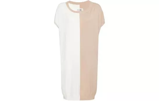 Платье женское Mm6 Maison Margiela с короткими рукавами, бежевый / белый