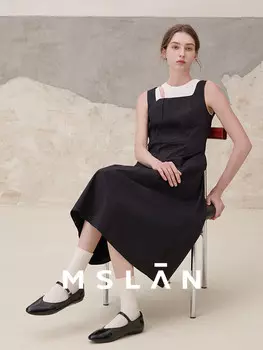 Платье женское Mslan с U-образным вырезом, черный