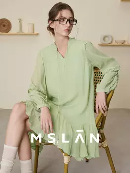 Платье женское Mslan весеннее, серый / зеленый