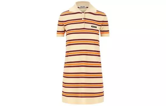 Платье женское с короткими рукавами, светло-умбровые MIU MIU, Light Umber