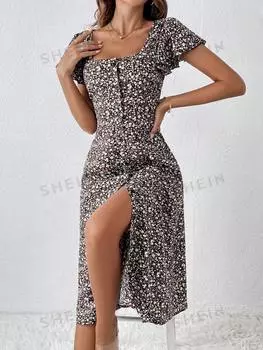 Платье женское Shein Frenchy с короткими рукавами и оборками, черный