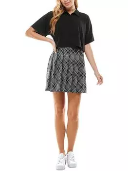 Платье женское вязанное из двух частей в клетку для юниоров Kingston Grey, черный/серый