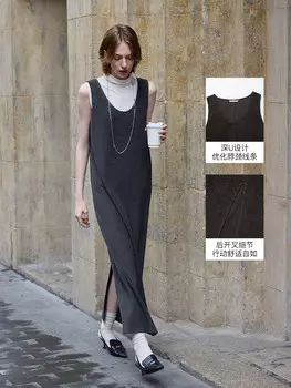 Платье-жилет Smart Black Mist Mslan с V-образным вырезом, серый