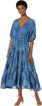 Платье Zilda-Puff Sleeve Midi with Fixed Wrap Front Ted Baker, синий