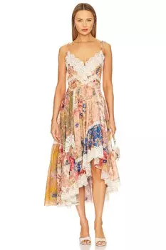 Платье Zimmermann August Asymmetric Slip, цвет Spliced