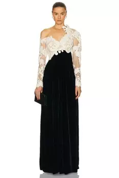 Платье Zimmermann Sensory Velvet Bodice Gown, черный