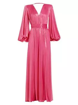 Платье Zoe с объемными рукавами и V-образным вырезом цвета металлик Bronx and Banco, розовый