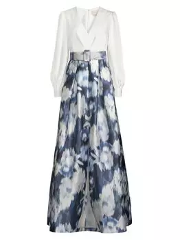 Платье Zoe с поясом и цветочным принтом Sachin & Babi, слоновая кость