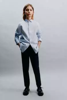 Платья рубашка с расширенным воротником ZARA, синий