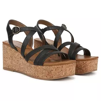 Платформенные босоножки на танкетке Aurora Blowfish Malibu, black faux leather