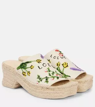Платформенные мюли Paula's Ibiza Petal 80 Loewe, Cream/Multicolor