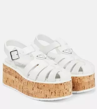 Платформенные сандалии Prada, белый