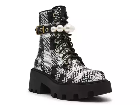 Платформенные сапоги Palmetto Betsey Johnson, Black/White Plaid Print Sequin