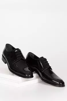 Платиновая повседневная мужская обувь из натуральной кожи на кожаной подошве со шнуровкой 01051 GNDER(R), черный