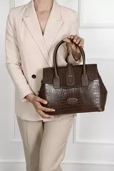 Платиновая женская сумка через плечо и сумка большого размера из натуральной кожи B8384 GNDER(R), тан-браун