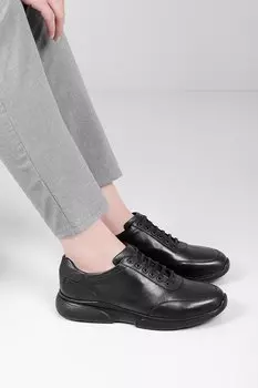 Платиновые мужские повседневные кроссовки из натуральной кожи на шнуровке 01814 GNDER(R), черный