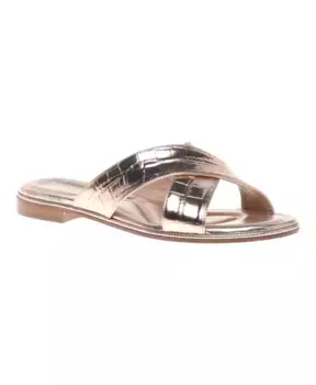 Платиновые тапочки с крокодиловым принтом Baldinini, желтый