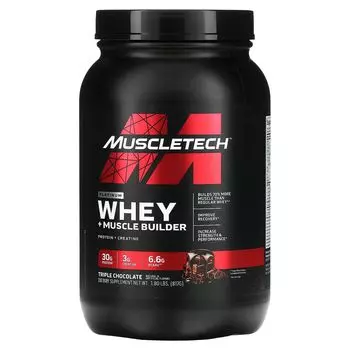 Platinum Whey + Muscle Builder, тройной шоколад, 817 г (1,8 фунта) Muscletech