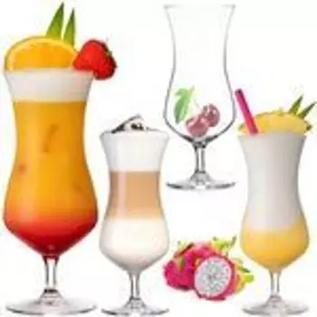 PLATINUX Большие коктейльные бокалы 400 мл из хрустального стекла Набор из 4 стаканов для лонг-дринков Бокалы для кофе со льдом Стаканы-ураганы, прозрачный