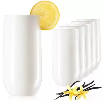 PLATINUX Элегантные белые стаканы из стекла 360 мл (макс. 440 мл) Стаканы для воды, сока, лонг-дринков, 6 предметов, белый