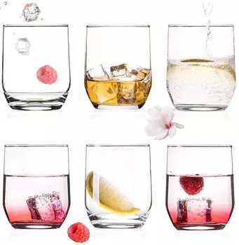 PLATINUX Элегантные стеклянные стаканы для питья, 240 мл, набор из 6 стаканов для воды, стаканы для сока, стаканы для виски, можно мыть в посудомоечной машине, прозрачный