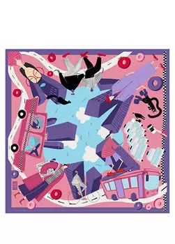 Платок City фиолетовый шелковый 90х90 см. Quff, сиреневый