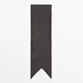 Платок Massimo Dutti 100% Silk Striped, черный