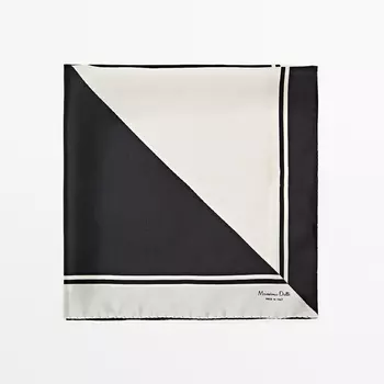 Платок Massimo Dutti Contrast 100% Silk, кремовый