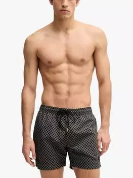 Плавательные шорты с геометрическим принтом HUGO BOSS, черный/разноцветный