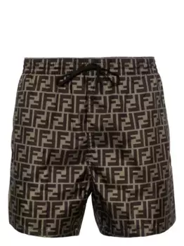 Плавательные шорты с логотипом FF FENDI, коричневый