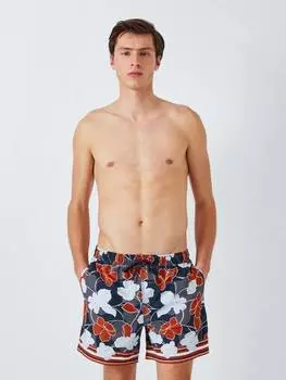 Плавательные шорты с окаймлением из переработанного цветочного принта John Lewis, цвет Blue Multi