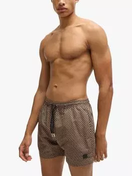 Плавательные шорты с рисунком с логотипом hugo HUGO BOSS, цвет Beige/Multi