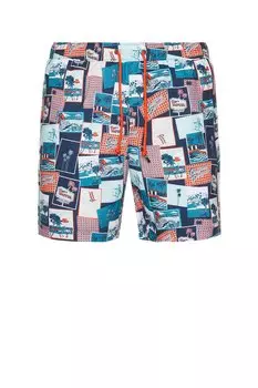 Плавательные трунки с полным принтом в виде открыток 7 дюймов Original Penguin, blue wing teal