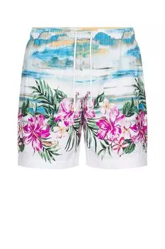 Плавательные трусы с полным принтом в виде сцены с гибискусом Original Penguin, bright white