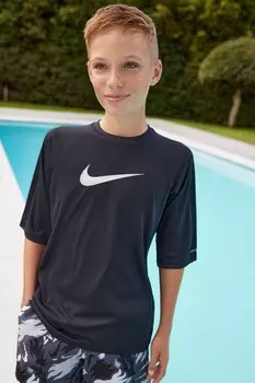 Плавка с короткими рукавами Sun Safe Hydroguard Nike, черный