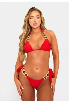 Плавки бикини Boujee 5049 с декоративными камнями Moda Minx, красный
