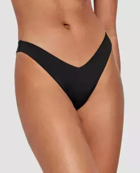 Плавки бикини бразильского V-образного выреза из гладкой ткани Gisela, черный