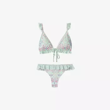 Плавки бикини Елена средней посадки с принтом ракушек из эластичного переработанного нейлона By Malina, синий