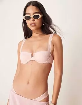 Плавки-бикини Free Society с сетчатыми вставками по бокам, розового цвета