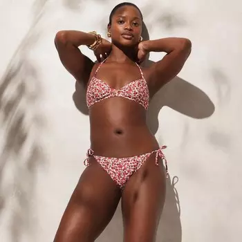 Плавки бикини-хипстеры со стрингами из красной ткани от liberty eliza J.Crew, красный