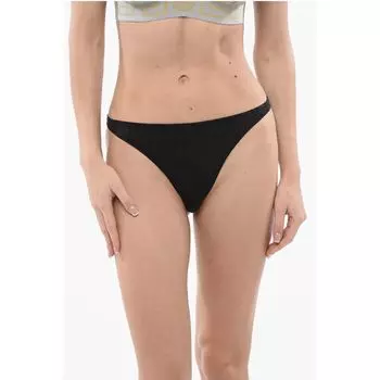 Плавки бикини из жаккарда с логотипом Versace, Black