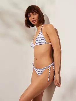 Плавки бикини John Lewis Anyday тай-дай с завязками сбоку, 2 шт., белые, синие